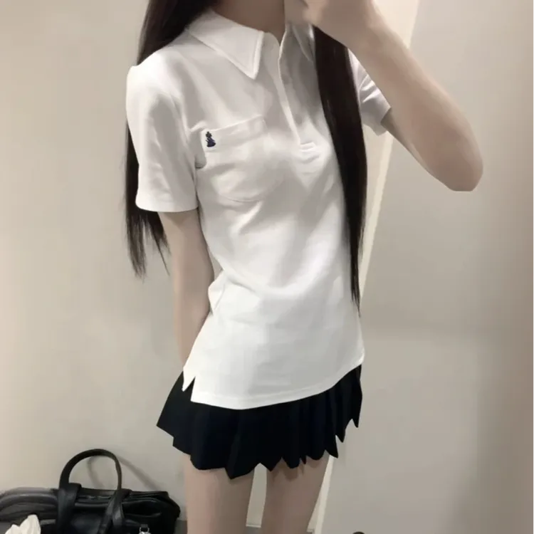 原创狗皮皮jk小谷基础款POLO衫日系学院风校供学生夏季短袖T恤女
