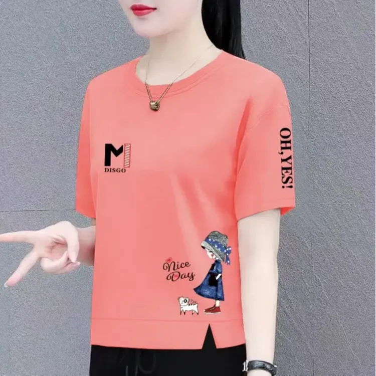 100%纯棉短袖T恤女2025春夏新款韩版宽松时尚大码女装遮肚体恤衫