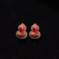 非金属布艺耳饰 观一茶堂 | 葫芦耳钉 时尚织锦工艺品 红葫芦