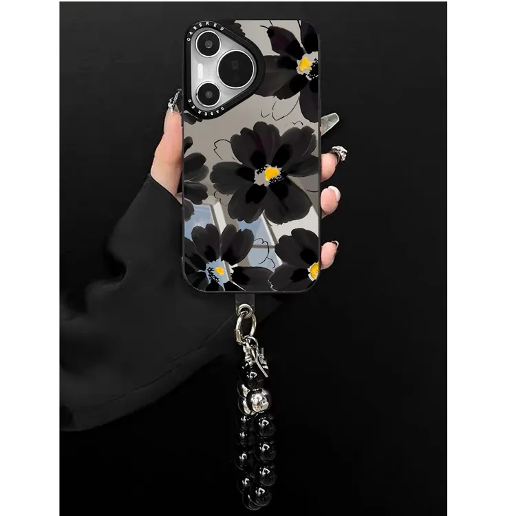 油画黑茶花适用华为pura80pro+手机壳pura70ultra高级创意新款p60