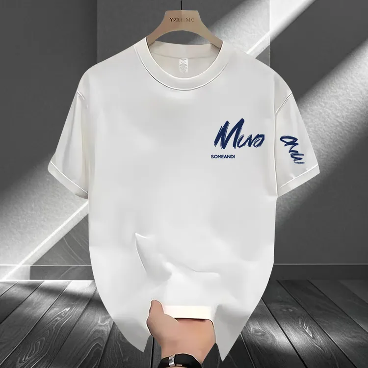 美式重磅纯棉短袖T恤男士休闲创意字母大码宽松半袖潮流上衣服ins