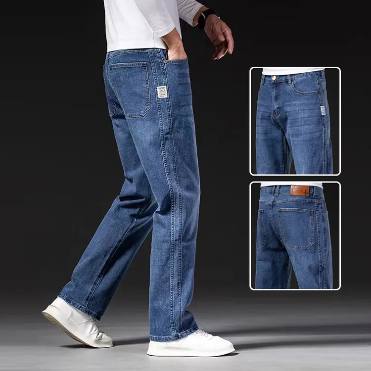 泰维肯戈春秋新款牛仔裤男宽松直筒休闲男裤中年男士阔腿弹力裤子