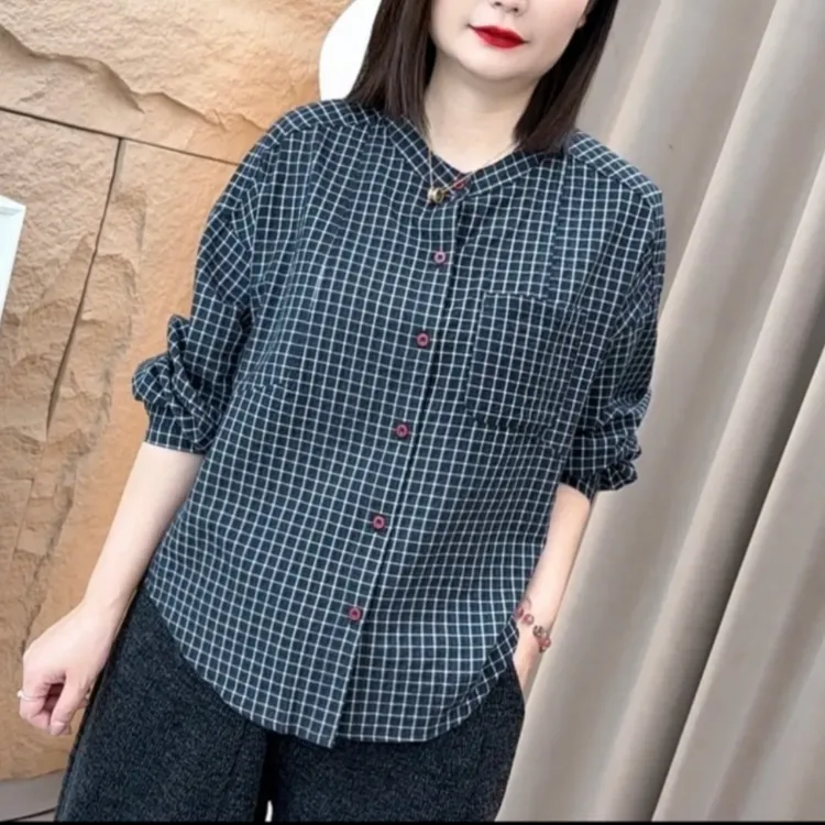 《专柜品质》夏季新款洋气百搭时尚减龄气质高贵上档次格子宽松女装