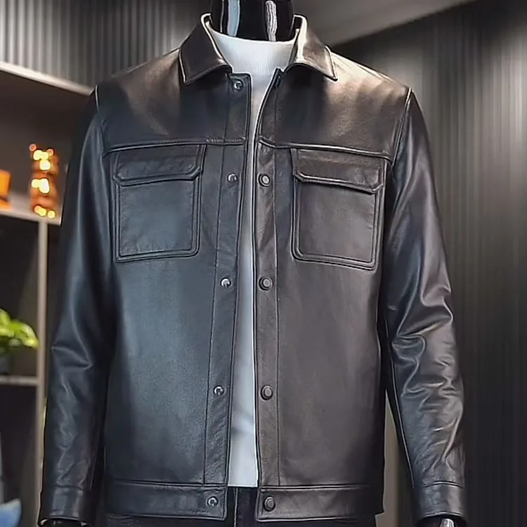 外套品牌短款机车皮衣男士男皮夹克新款男士夏季男士皮衣