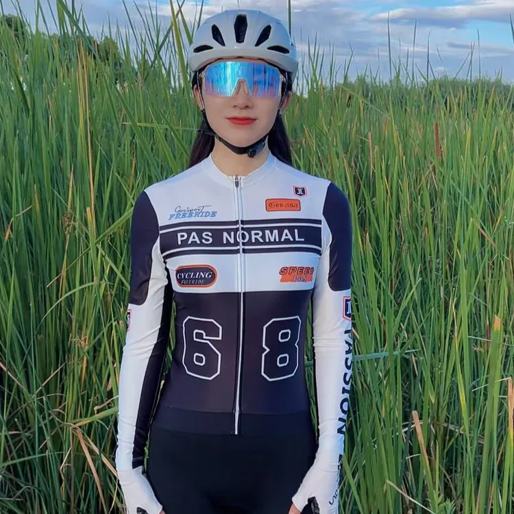 2025秋冬季男女机车款公路自行车骑行服修身高弹抓绒骑行服68上衣