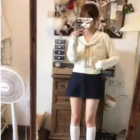 初秋海军领披肩针织衫女秋季2025新款韩系设计感小众短款长袖上衣