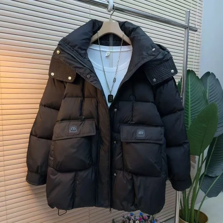 胖mm欧货时尚气质显瘦韩版法式简约时髦连帽3301冬季保暖宽松棉服