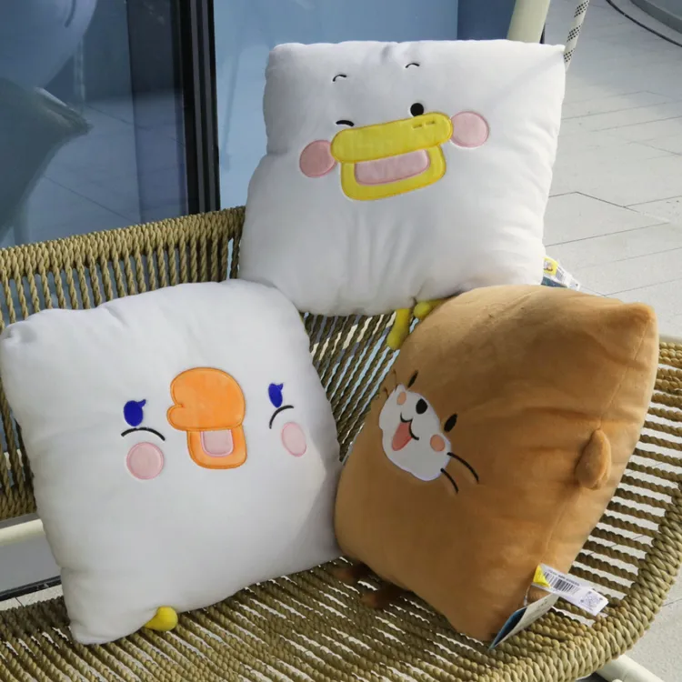 躺倒鸭方形鸭鸭鹅妹塔塔笑脸抱枕靠垫玩偶毛绒玩具沙发床头靠枕女