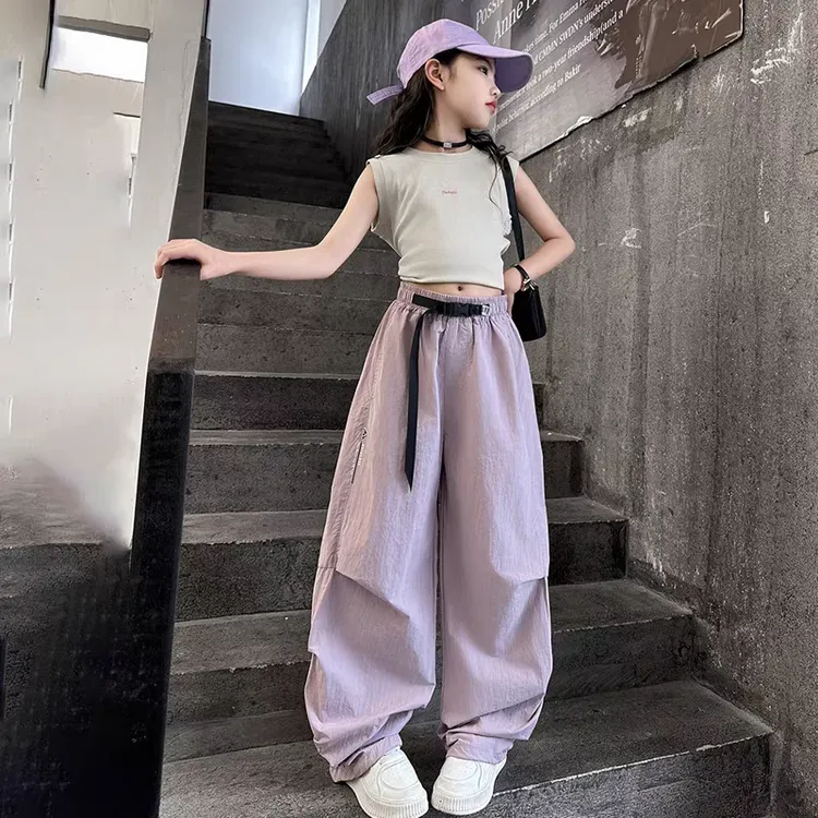 夏装女童2025夏季裤子大童儿童防蚊薄款新款夏天长裤女潮酷工装裤