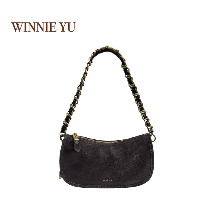 冬季新款月牙腋下链条包豌豆包小众复古枕头包时尚简约单肩斜跨包