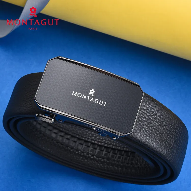 梦特娇 正品新款裤腰带男士真皮自动扣商务高档头层牛皮腰带礼盒