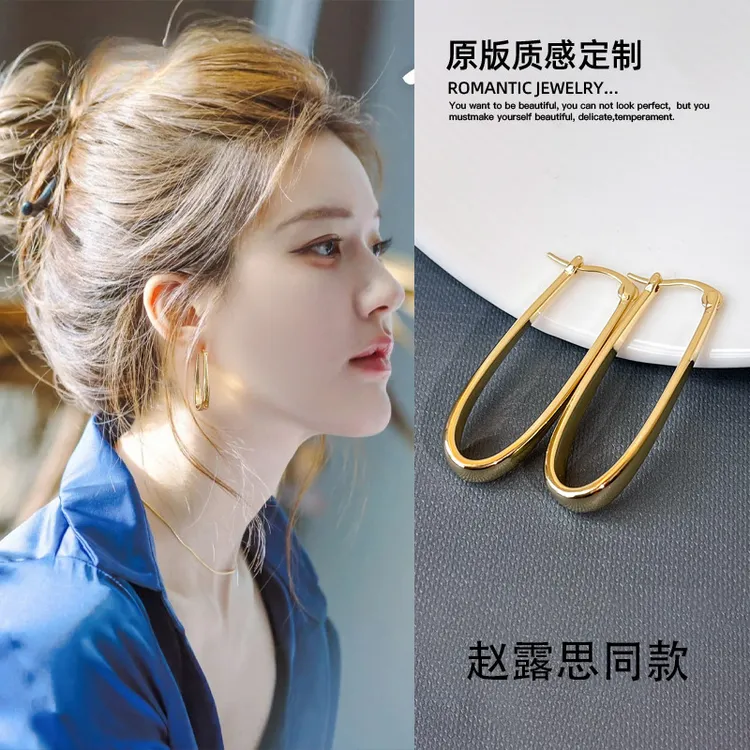 铜合金耳饰 赵露思同款耳圈大耳环女2025新款爆款高级感耳钉秋冬