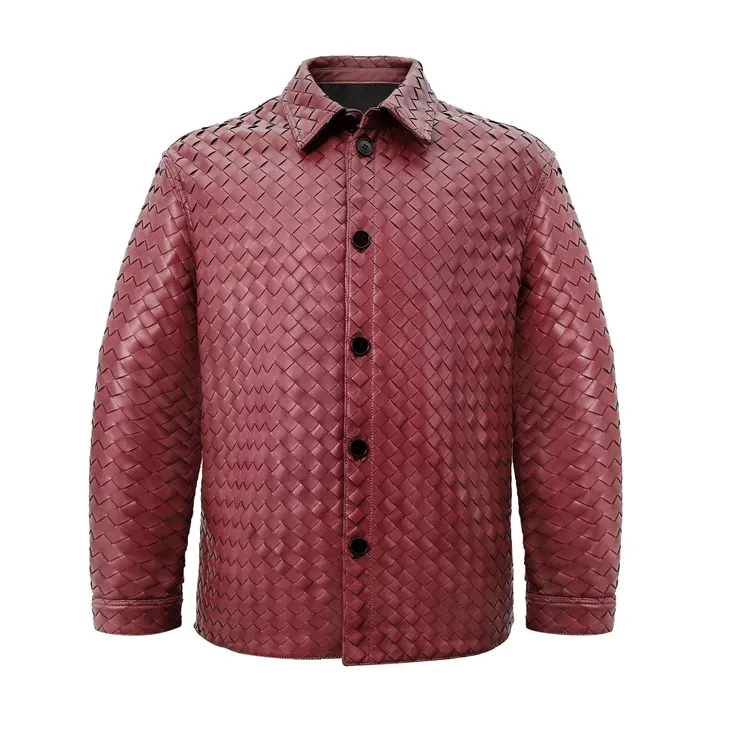 马丁叔叔升级款BV84100同款25AW秋冬新款编制真皮皮衣高奢感奢侈