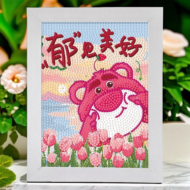 2025新款草莓熊郁金香手工钻石贴画diy益智玩具闺蜜女生创意礼物