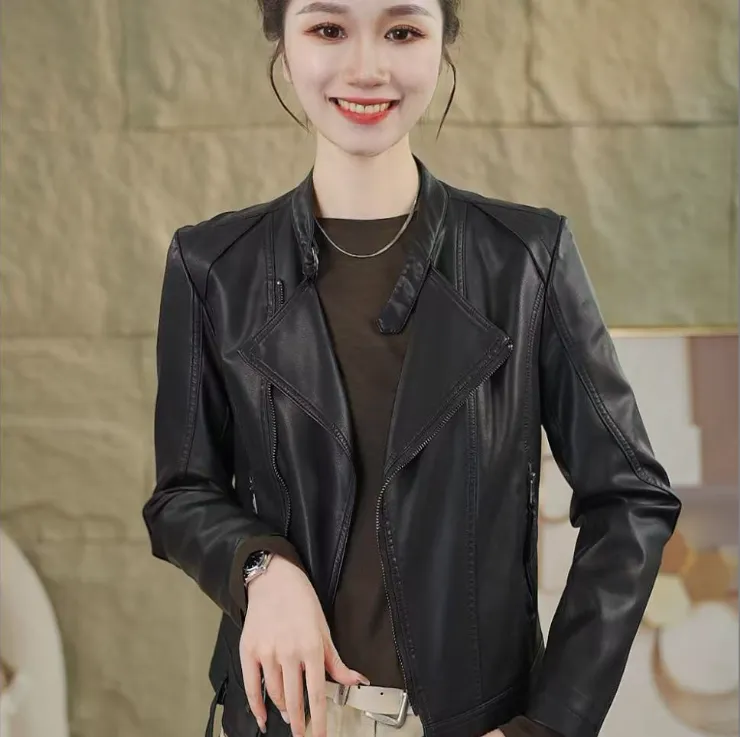 【机车女神】LiLi推荐立领机车皮衣外套6909皮夹克显瘦皮夹克外套