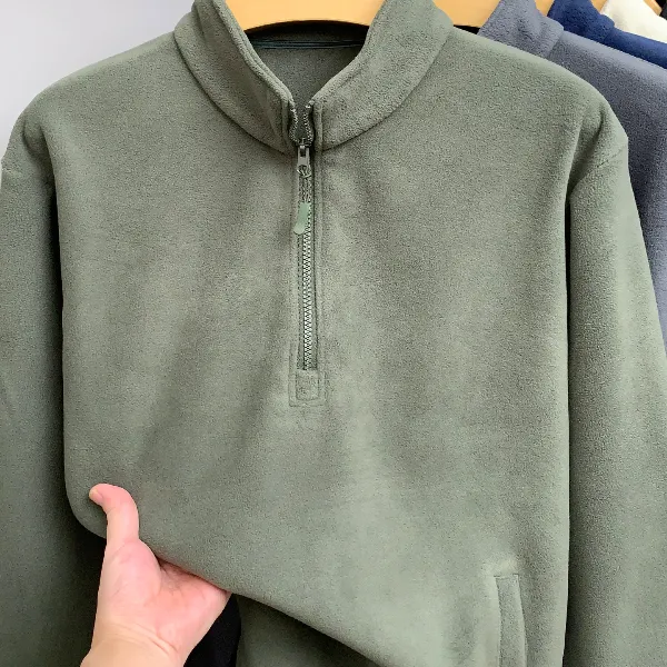 CATIA SELI秋冬季男士半拉链加厚保暖上衣半高领重磅奥粒绒卫衣