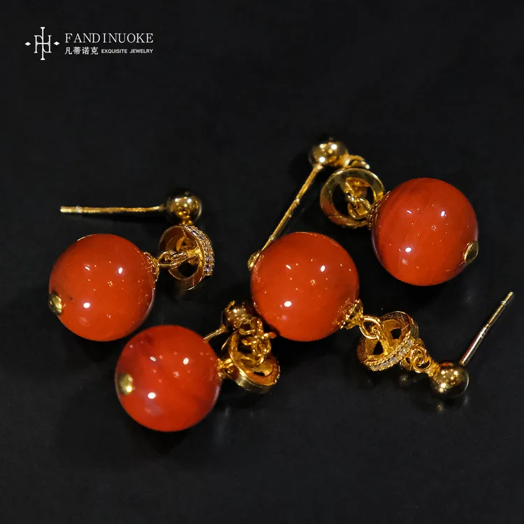 【加加专属】3 MJ35611-南红S925银设计款耳钉—多样性发一件-11mm