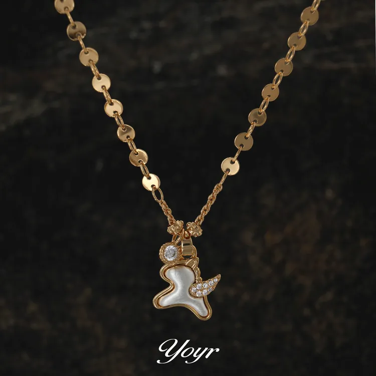YOYR 黄铜项链  爆闪小飞马项链高级感精致轻奢吊坠锁骨链