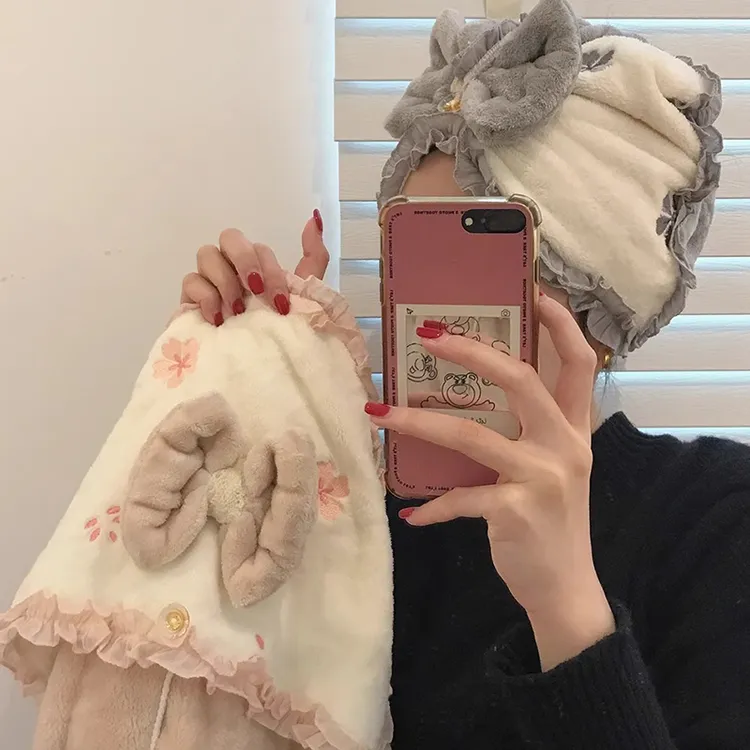 2025年新款干发帽女蝴蝶浴帽超强吸水速干加厚可爱干发巾长发毛巾