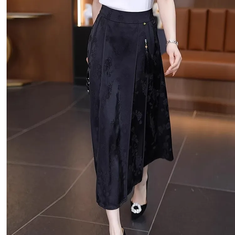 拉夏贝尔复古风流苏显瘦裙女春季2025年新款高腰高气质开叉包臀裙
