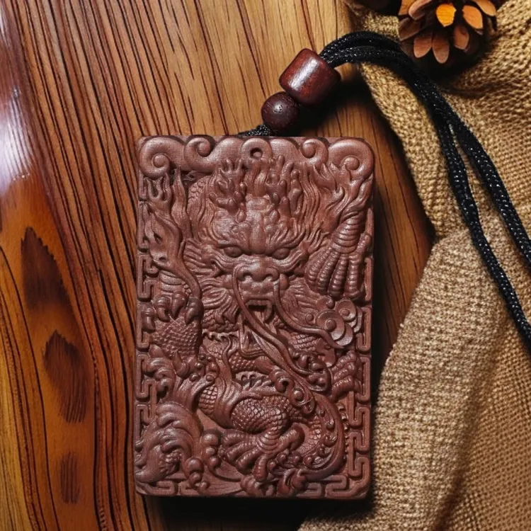 非金属木质吊坠 【师傅推荐】雷击枣木飞龙在天龙牌吊坠平安无事牌