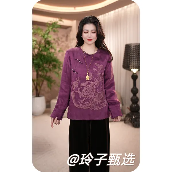 玲子自制（有凤来仪）原版！铜氨丝！新中式国风重工刺绣气质加棉上衣