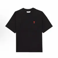 【交个朋友专属】AMIPARIS 爱心Logo标志刺绣撞色短袖T恤 男女同款 黑白色