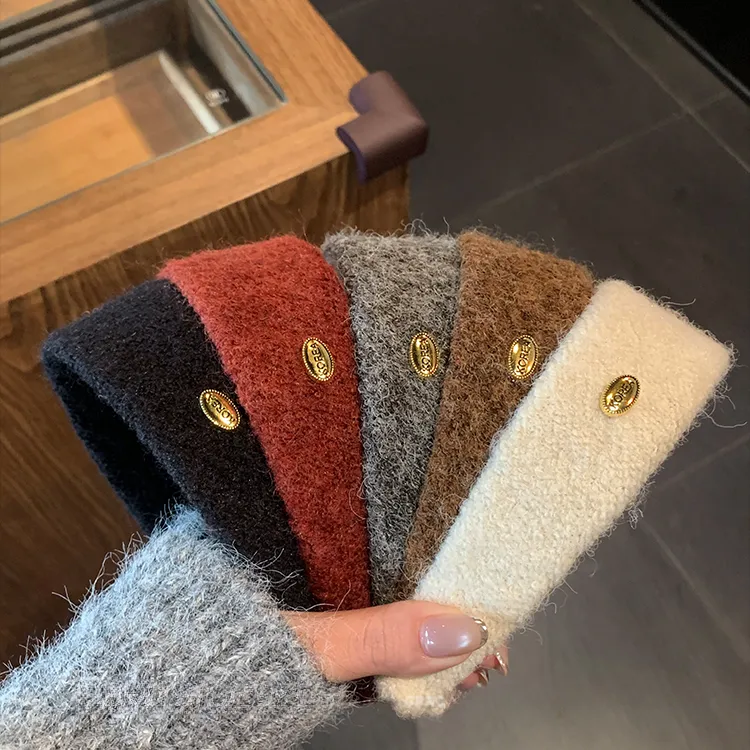 秋冬毛呢宽边发箍女法式外出百搭发卡高颅顶头箍压发洗脸发饰头饰