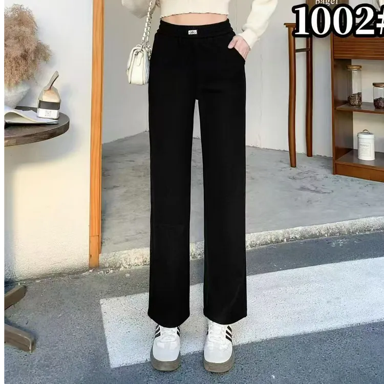 小鑫肝@松紧裤头装饰小米格复合奥粒绒直筒百搭休闲裤 1002