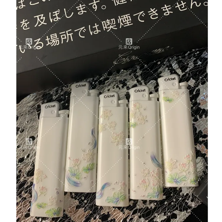 草蜢cricket打火机简约荷花复古女生打火机创意打火机纯手工国风
