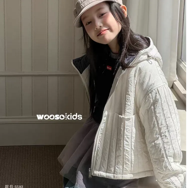 韩版连帽棉袄夹棉常规款棉服翻领厚款宽松秋冬童装短款百搭棉衣