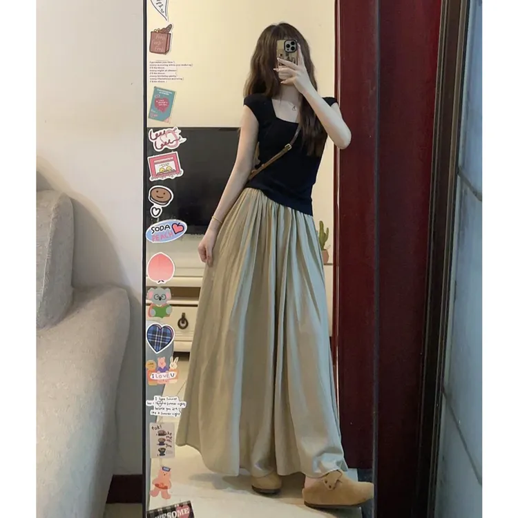 夏天搭配一整套2025小个子洋气显瘦针织上衣高腰半身裙两件套夏季