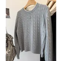 质感巨好全毛双色领超洋气圆领慵懒韩系软糯针织衫秋冬新麻花毛衣