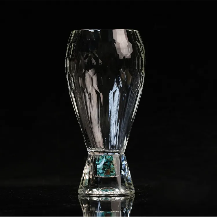 玺宴新款水晶切面绿松石啤酒杯家用透明高档轻奢创意装酒杯酒具