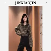 【JINXIAOJIN】秋季新款小众设计师迷彩短款卫衣外套25A788