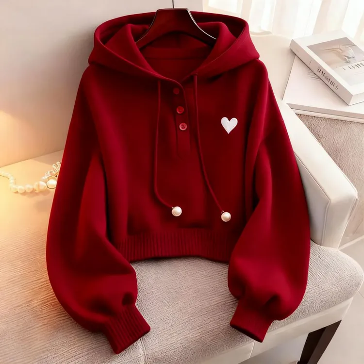 时尚慵懒风抽绳连帽卫衣女2025新款秋冬上衣穿搭高级感百搭外套女