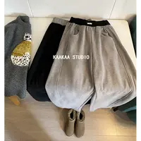 REKAYYAT “重奏” 韩系时尚复古百搭宽松舒适秋冬撞色加绒弯刀裤