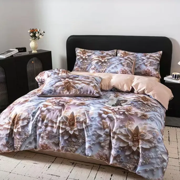 8D大版数码印花铂金棉礼盒四件套