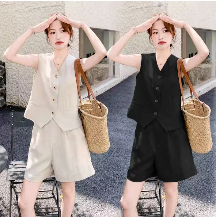 老钱风马甲套装时尚百搭气质休闲夏季套装