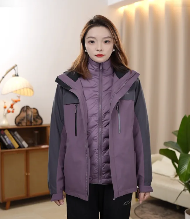 三合一冲锋羽绒服内胆可拆户外休闲保暖防风防水连帽冲锋外套