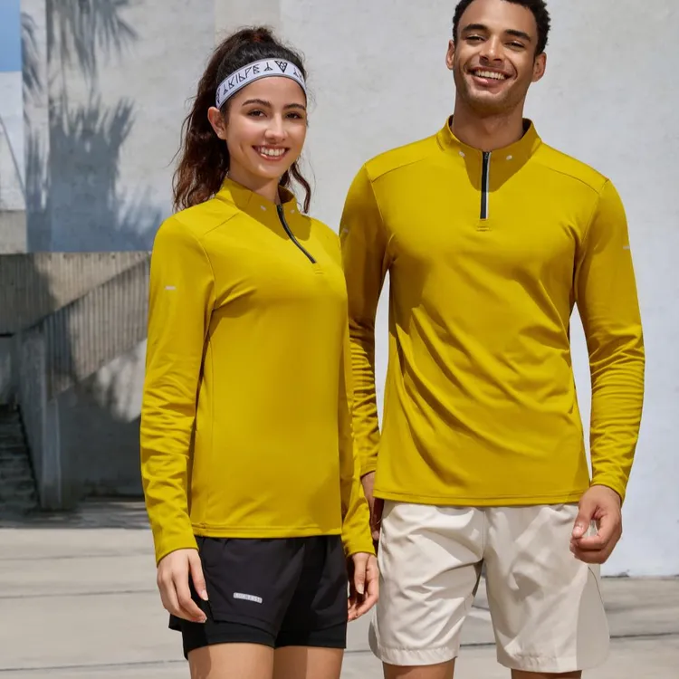 跑步健身半拉链运动风运动速干长袖修身针织立领透气户外秋冬