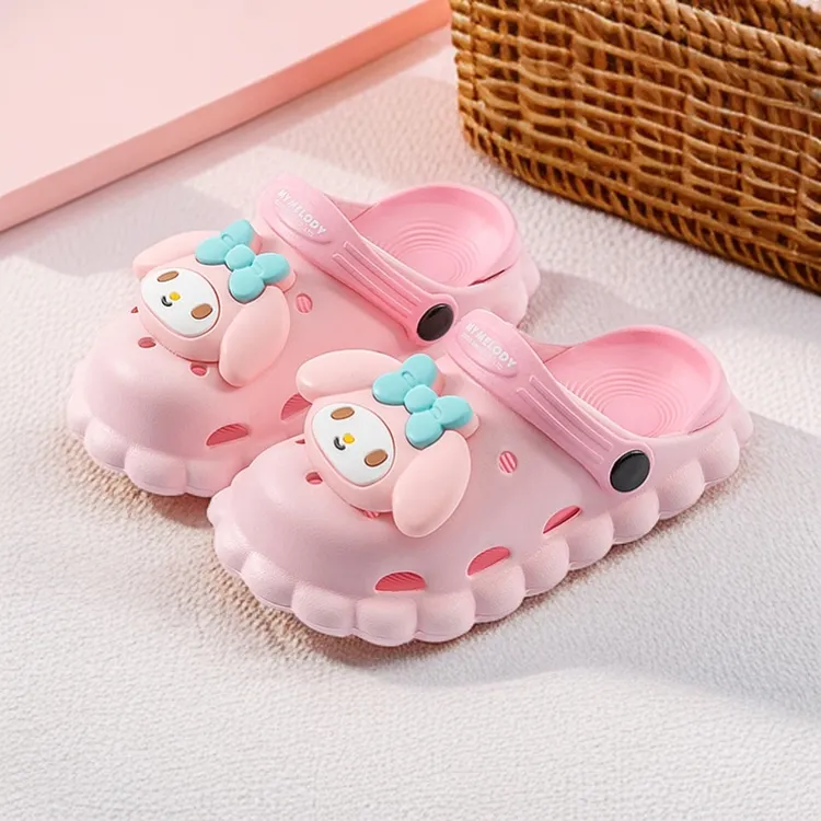 女童卡通拖鞋夏季儿童女宝可爱美乐蒂软底外穿厚底防滑透气洞洞鞋