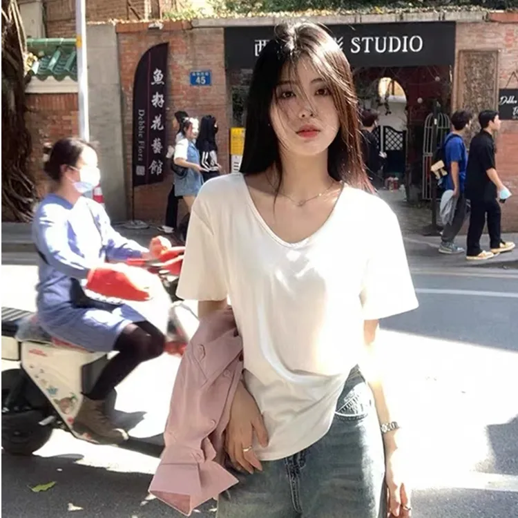 （现货+运费险）短袖t恤女夏季新款白t上衣打底衫内搭夏款女款潮
