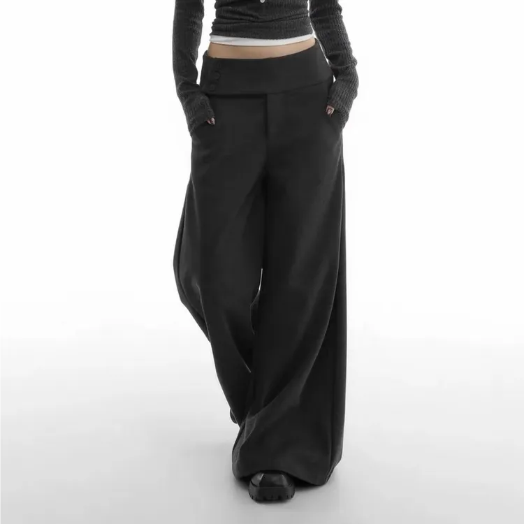 秋冬新款小众毛呢阔腿裤高级感百搭显瘦低腰2025年流行网红女裤