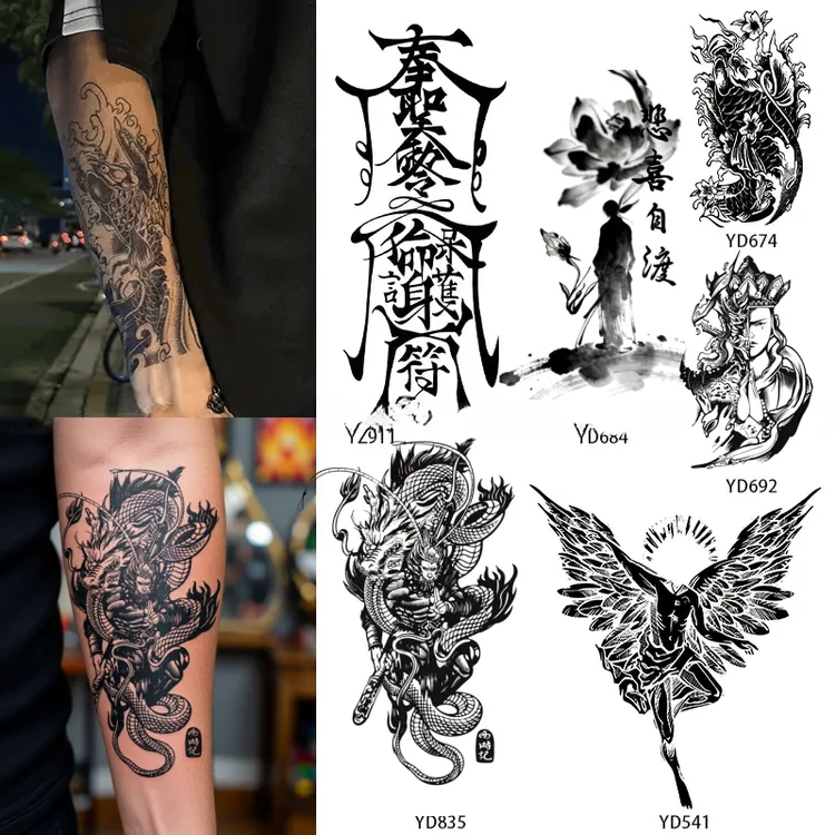 黑神话佛魔图案草本果汁纹身贴手臂简单防水防搓不反光持久1-2周