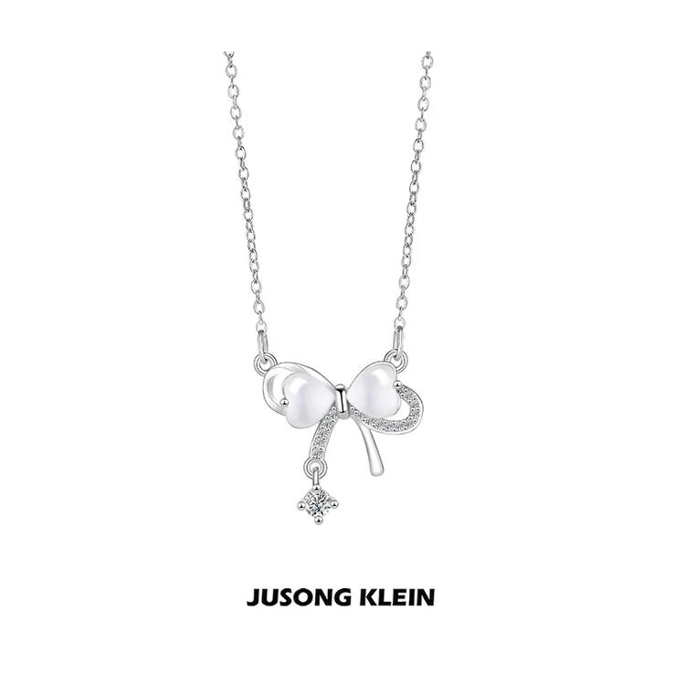 Jusong klein 钛钢项链 蝴蝶项链女款轻奢气质小众蝴蝶结锁骨链