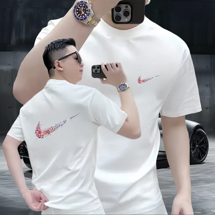2025新款潮牌男士纯棉短袖T恤圆领时尚印花潮流百搭休闲半袖上衣