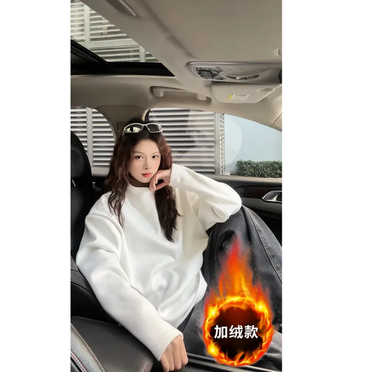 秋冬2025新款纯色德绒打底衫半高领长袖百搭T恤男女加绒加厚上衣