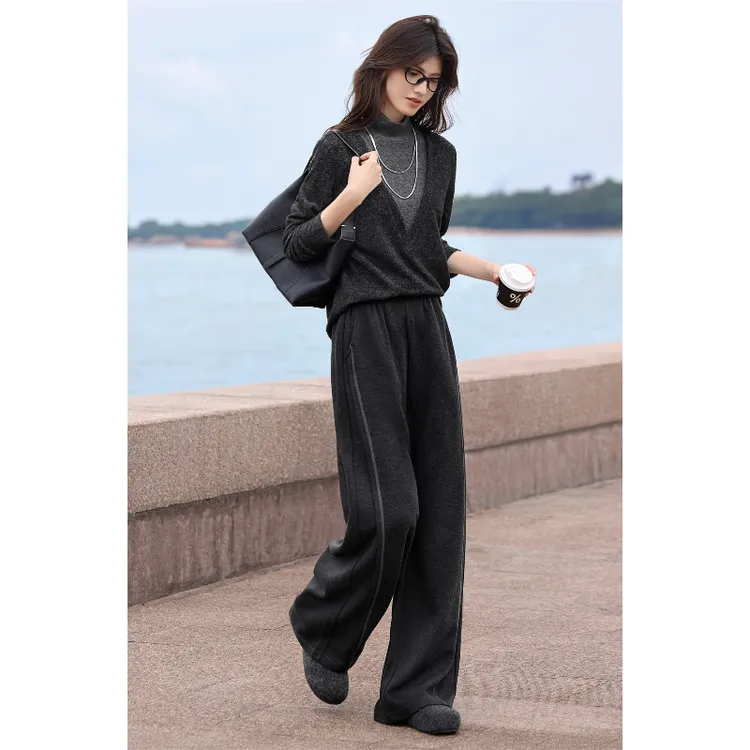 假两件撞色针织套装女2025秋季休闲运动风减龄穿搭两件套