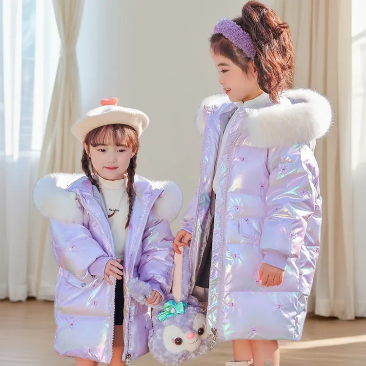 女童羽绒服儿童中长款新款洋气2025女孩免洗加厚外套女大童冬季